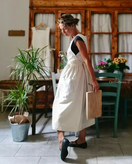 Grembiule patchwork di tessuti antichi con pizzo (Ref. 433) grembiule donna tessuti antichi