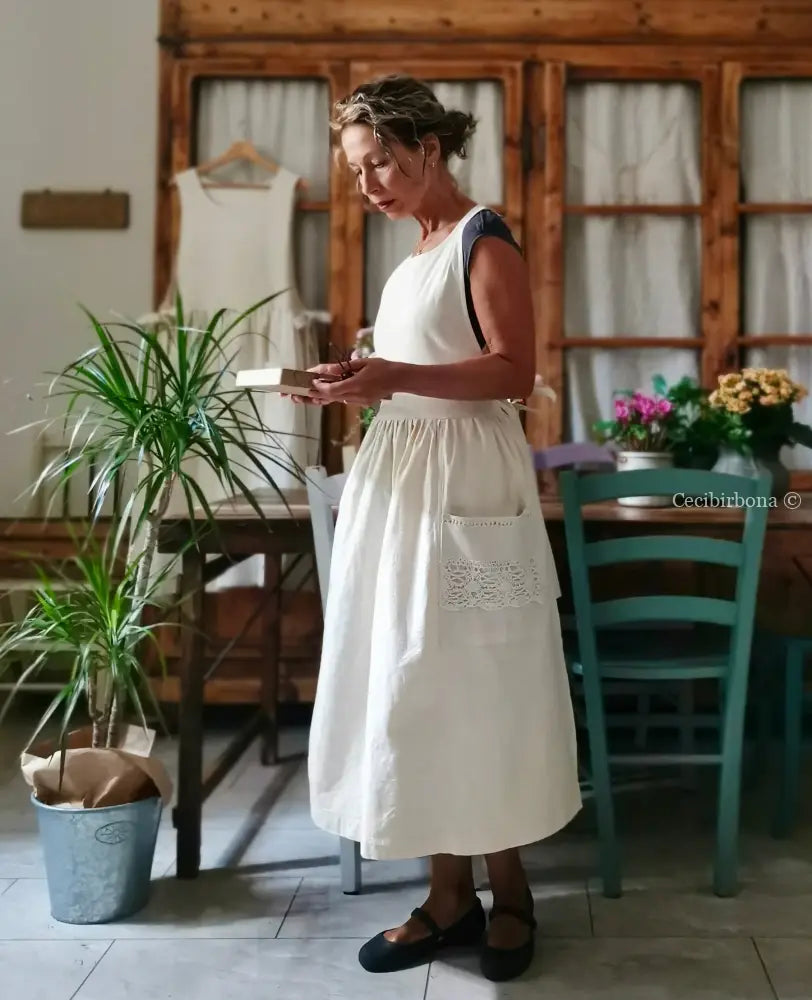 Grembiule patchwork di tessuti antichi con pizzo (Ref. 433) grembiule donna tessuti antichi