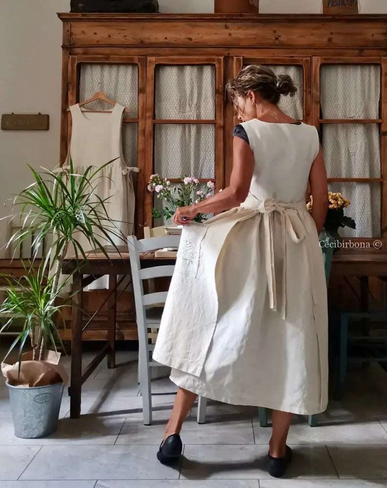 Grembiule patchwork di tessuti antichi con pizzo (Ref. 433) grembiule donna tessuti antichi