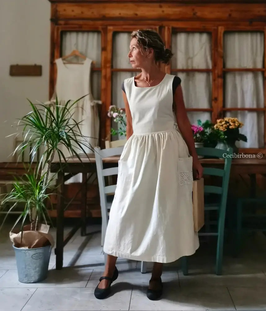 Grembiule patchwork di tessuti antichi con pizzo (Ref. 433) grembiule donna tessuti antichi