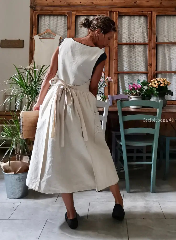 Grembiule patchwork di tessuti antichi con pizzo (Ref. 433) grembiule donna tessuti antichi