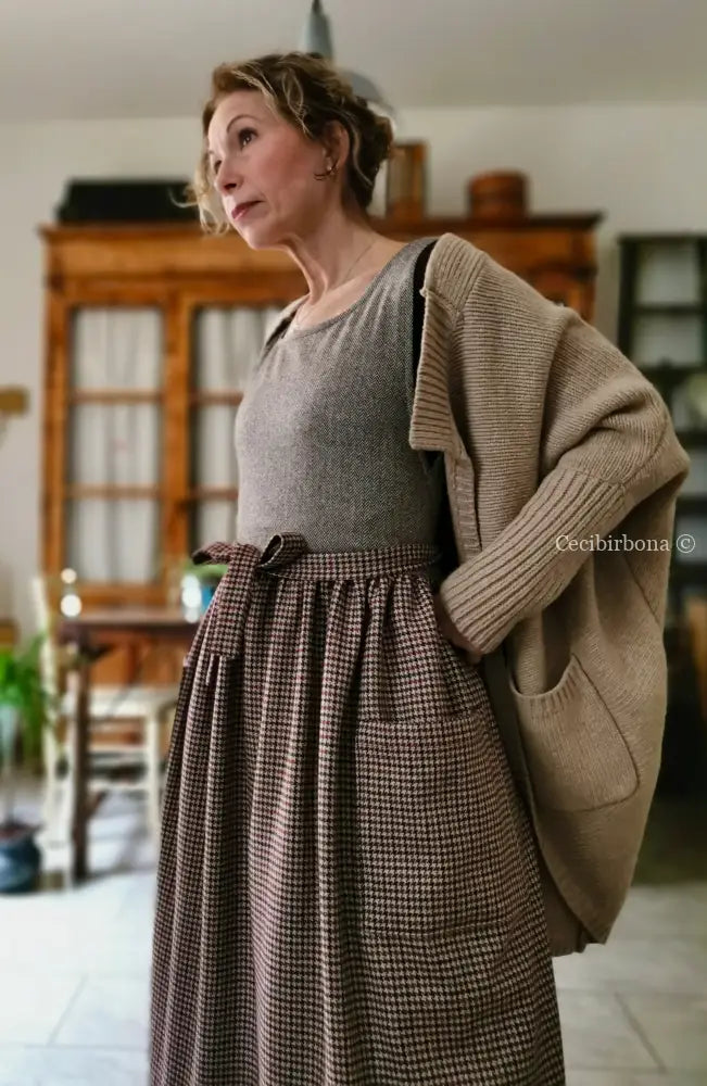 Grembiule patchwork in lana pied de poule e tweed (Ref. 489) grembiule donna tessuti moderni