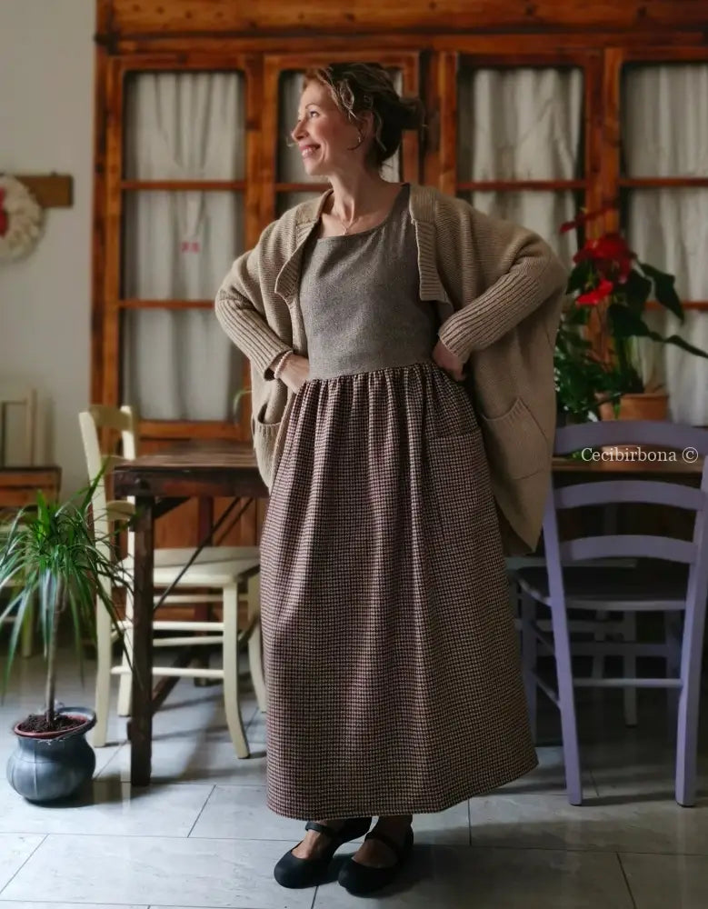 Grembiule patchwork in lana pied de poule e tweed (Ref. 489) grembiule donna tessuti moderni