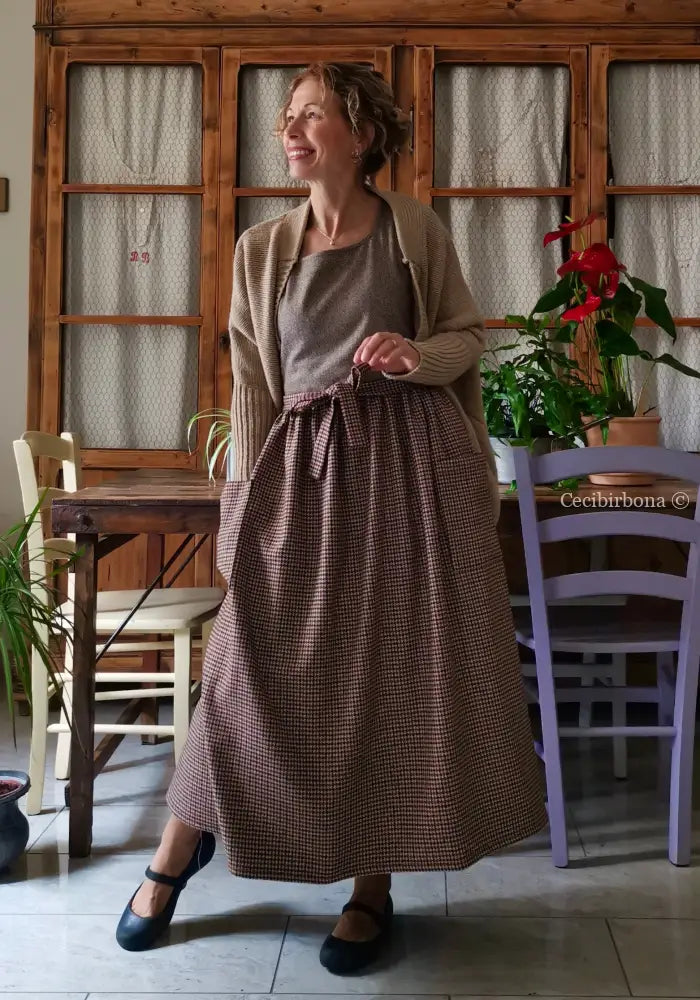 Grembiule patchwork in lana pied de poule e tweed (Ref. 489) grembiule donna tessuti moderni