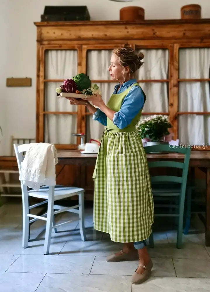 Grembiule patchwork verde kiwi (Ref. 444) grembiule donna tessuti moderni