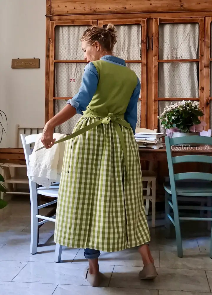 Grembiule patchwork verde kiwi (Ref. 444) grembiule donna tessuti moderni