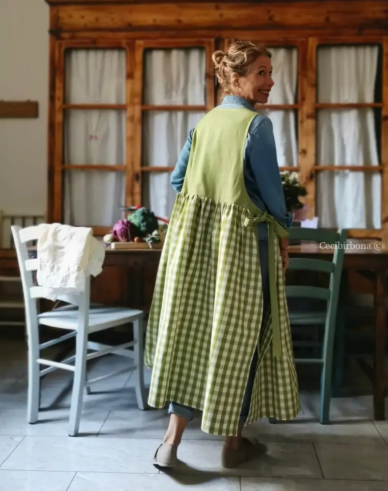 Grembiule patchwork verde kiwi (Ref. 444) grembiule donna tessuti moderni