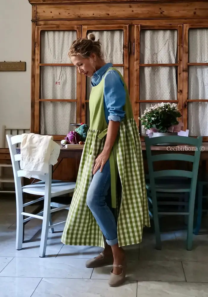 Grembiule patchwork verde kiwi (Ref. 444) grembiule donna tessuti moderni