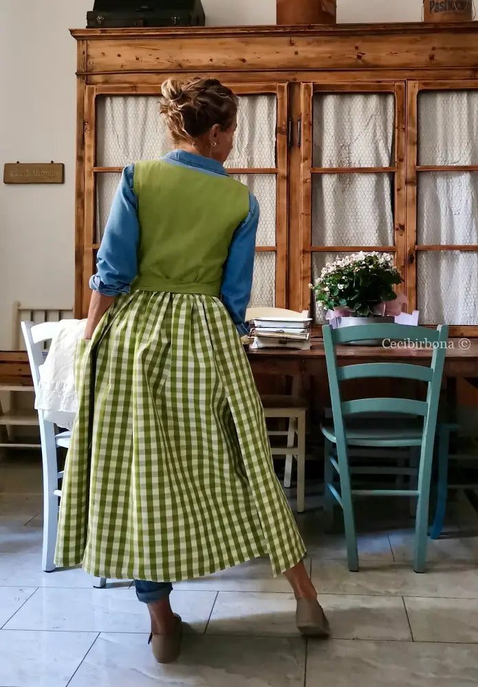 Grembiule patchwork verde kiwi (Ref. 444) grembiule donna tessuti moderni