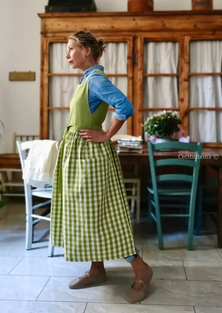 Grembiule patchwork verde kiwi (Ref. 444) grembiule donna tessuti moderni