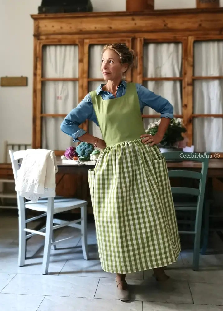Grembiule patchwork verde kiwi (Ref. 444) grembiule donna tessuti moderni