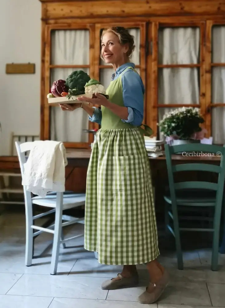 Grembiule patchwork verde kiwi (Ref. 444) grembiule donna tessuti moderni