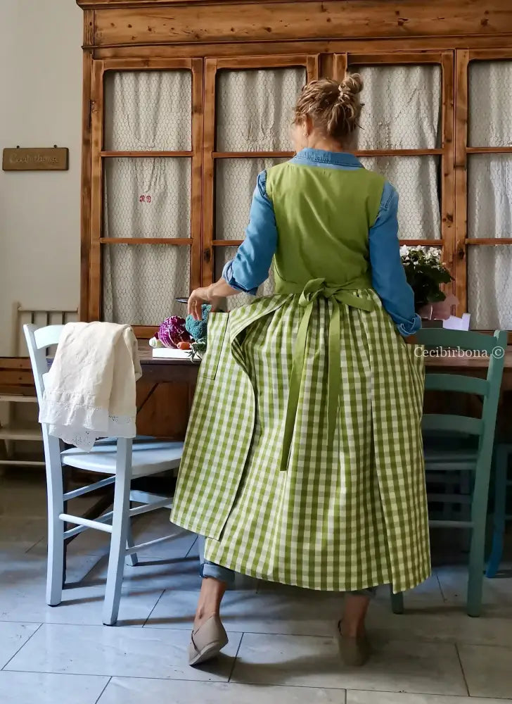 Grembiule patchwork verde kiwi (Ref. 444) grembiule donna tessuti moderni