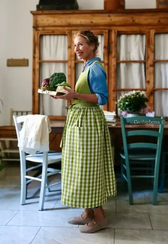 Grembiule patchwork verde kiwi (Ref. 444) grembiule donna tessuti moderni