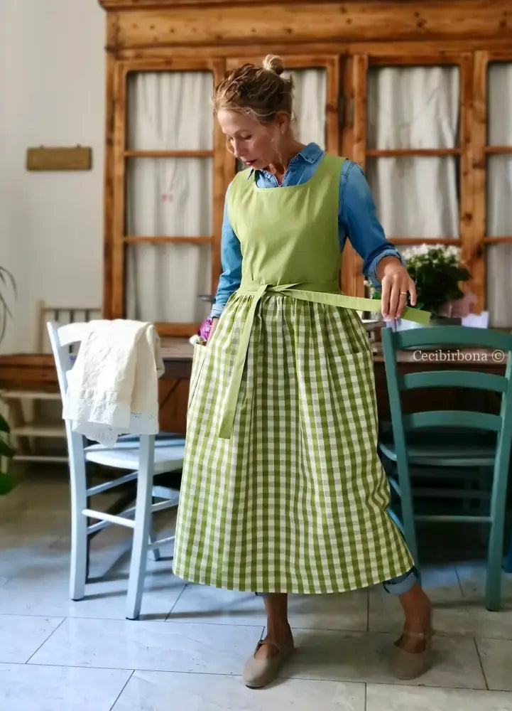 Grembiule patchwork verde kiwi (Ref. 444) grembiule donna tessuti moderni