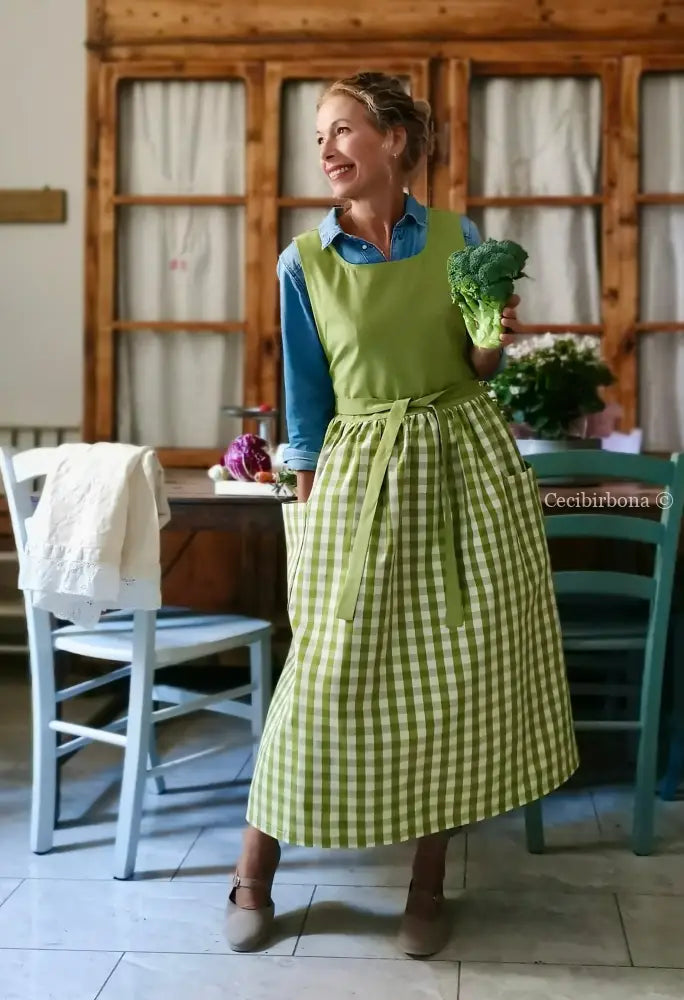 Grembiule patchwork verde kiwi (Ref. 444) grembiule donna tessuti moderni