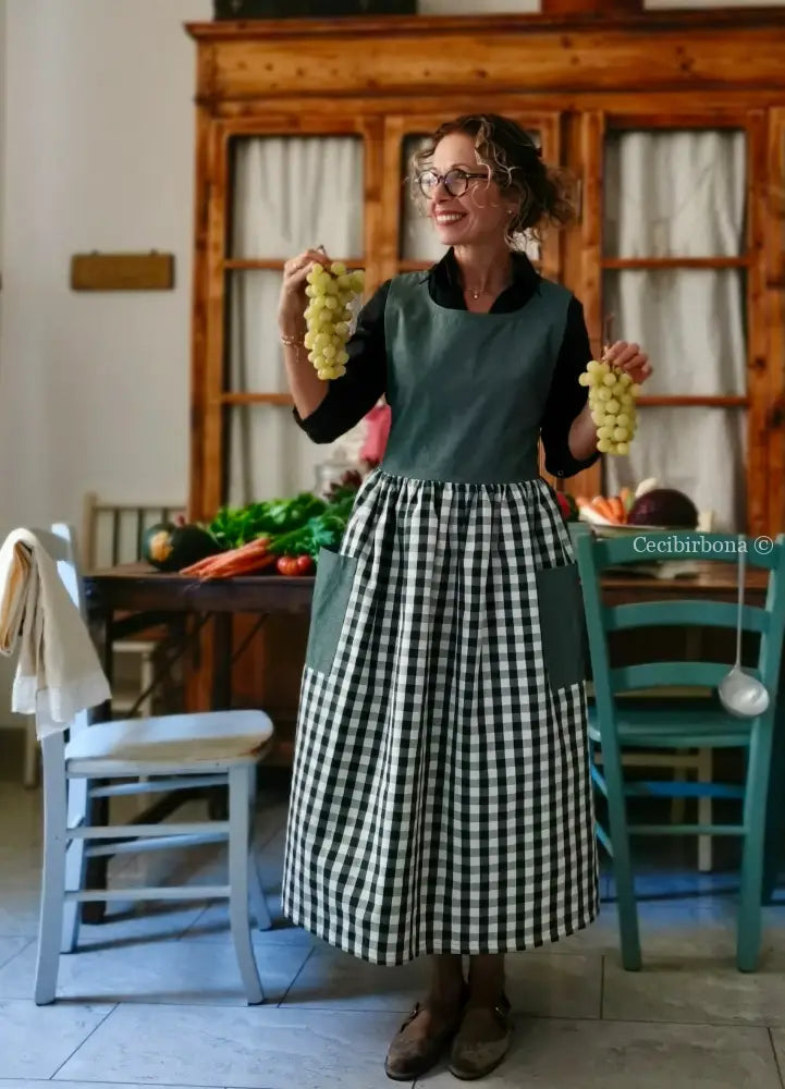 Grembiule patchwork verde scuro (Ref. 435) grembiule donna tessuti moderni