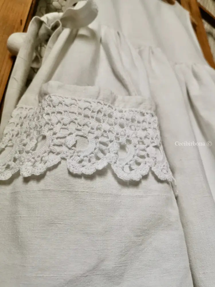 Grembiule per donna da cucina con balza uncinetto - grembiule bianco da cucina con pizzo grembiule donna tessuti antichi