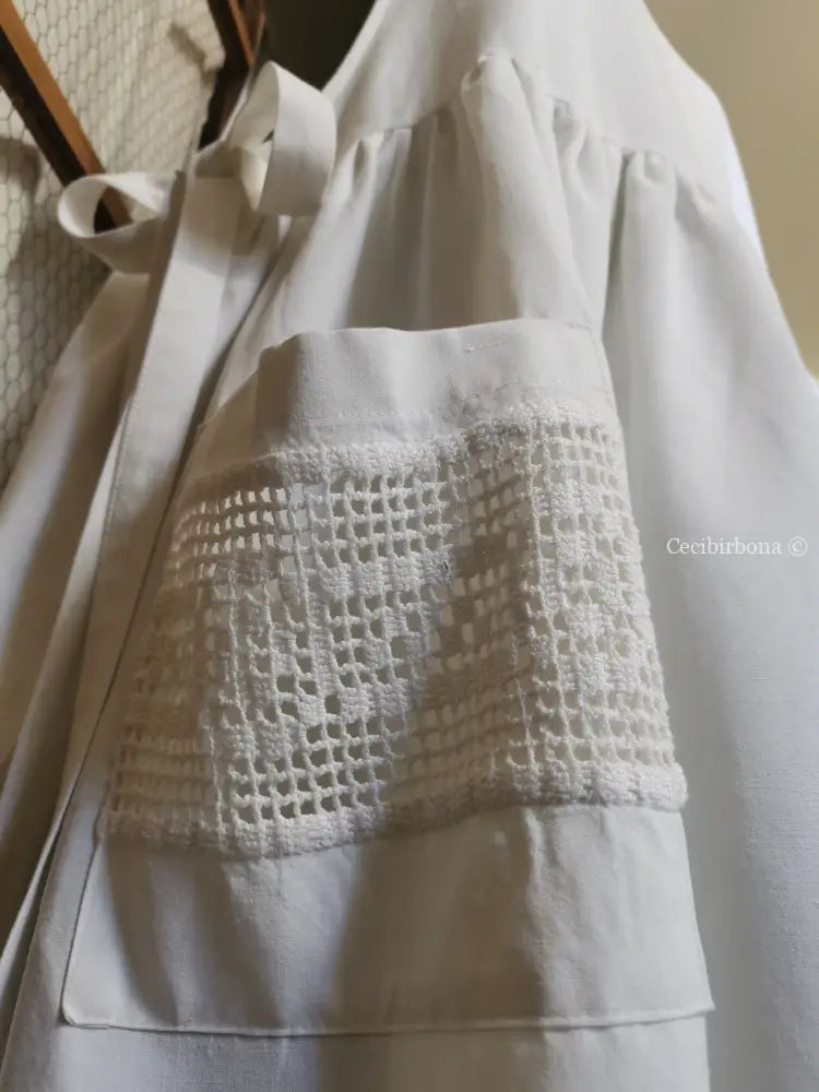 Grembiule per donna da cucina con balza uncinetto (Ref. 93) grembiule donna tessuti antichi