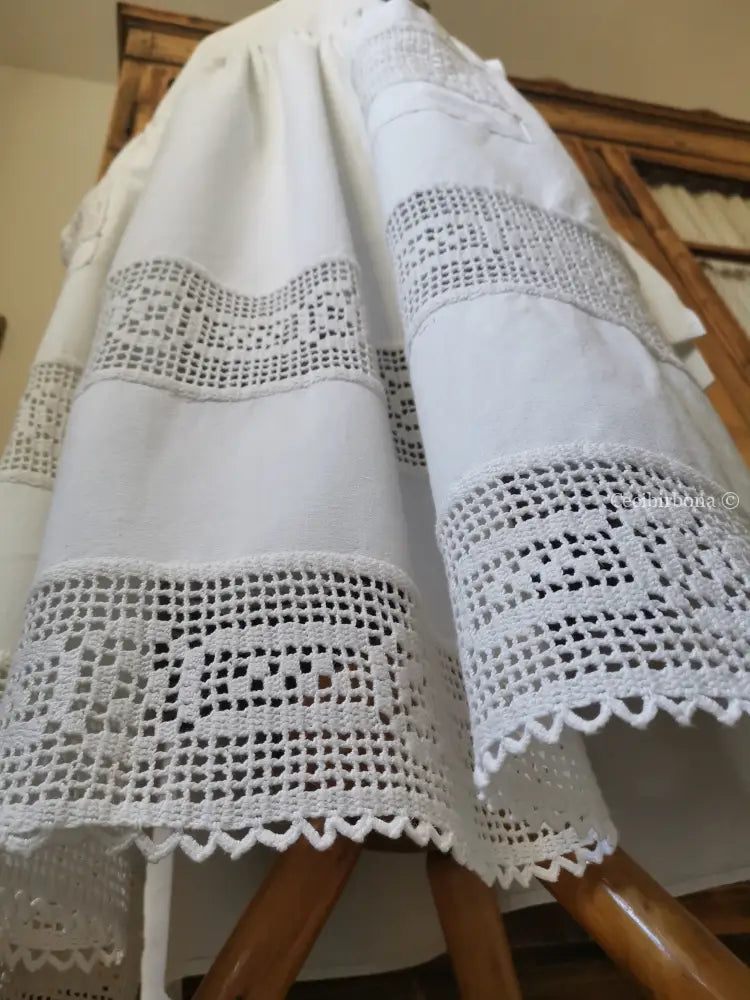 Grembiule per donna da cucina con balza uncinetto (Ref. 93) grembiule donna tessuti antichi