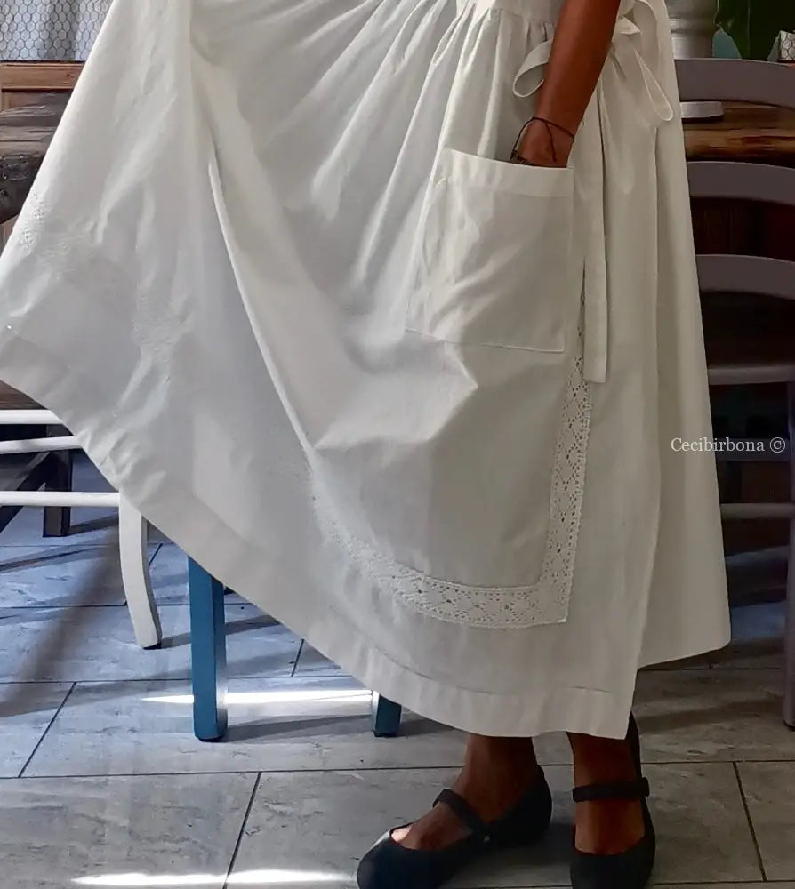 Grembiule per donna da cucina con bordo all’uncinetto (Ref. 21) grembiule donna tessuti antichi