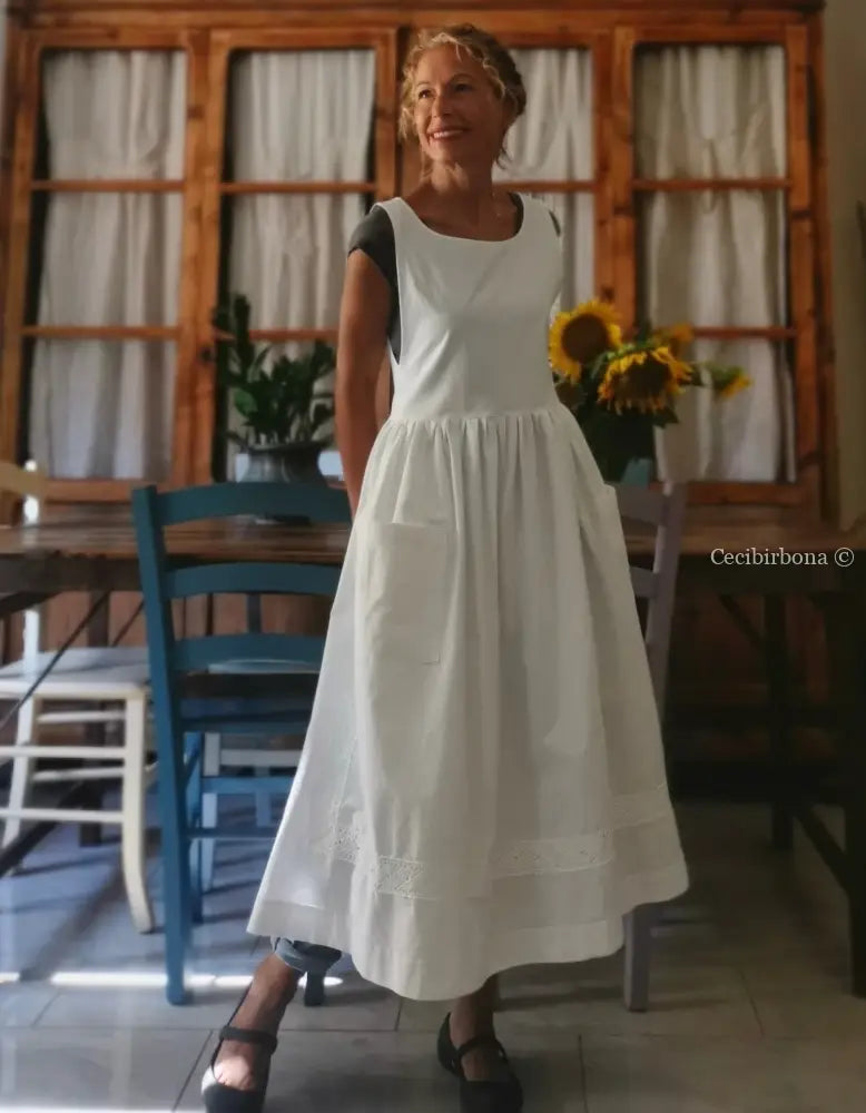 Grembiule per donna da cucina con bordo all’uncinetto (Ref. 21) grembiule donna tessuti antichi