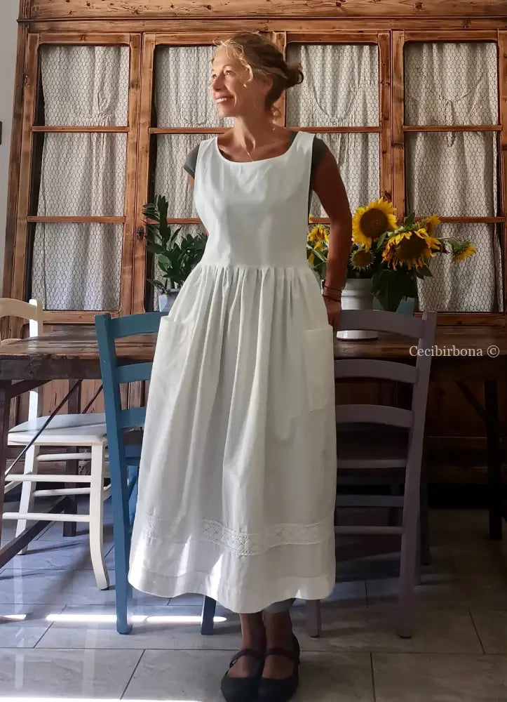 Grembiule per donna da cucina con bordo all’uncinetto (Ref. 21) grembiule donna tessuti antichi