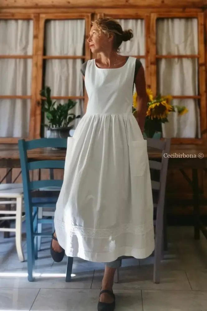 Grembiule per donna da cucina con bordo all’uncinetto (Ref. 21) grembiule donna tessuti antichi