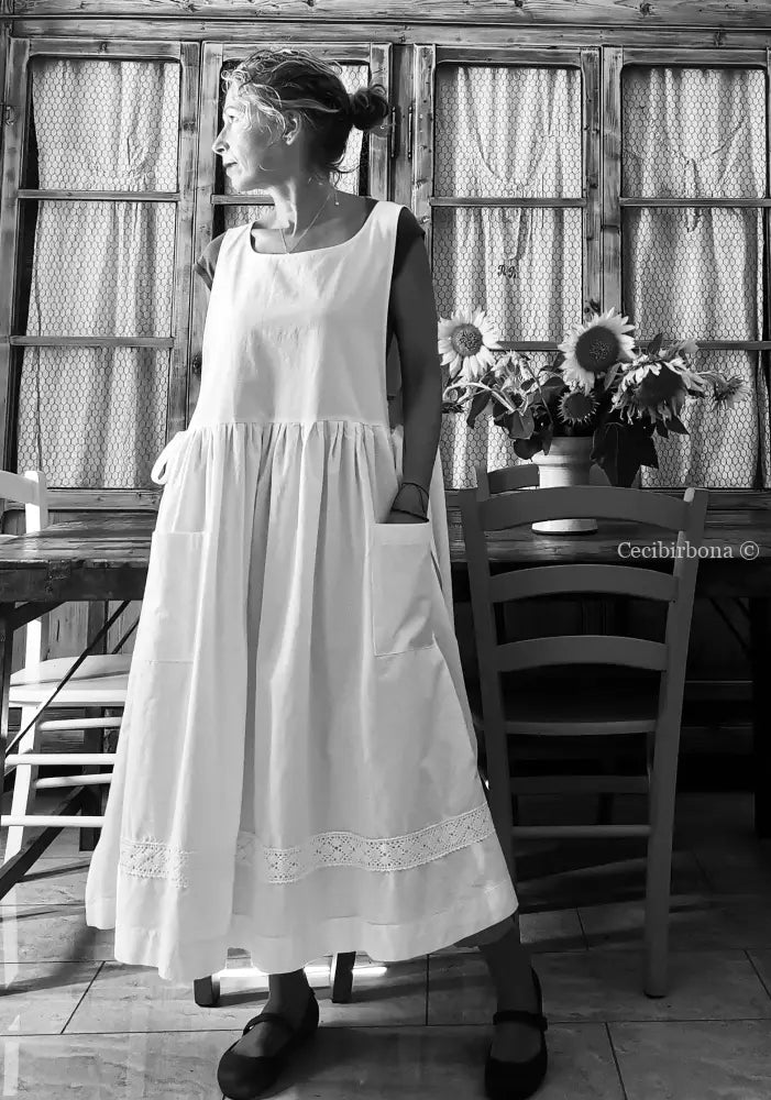 Grembiule per donna da cucina con bordo all’uncinetto (Ref. 21) grembiule donna tessuti antichi