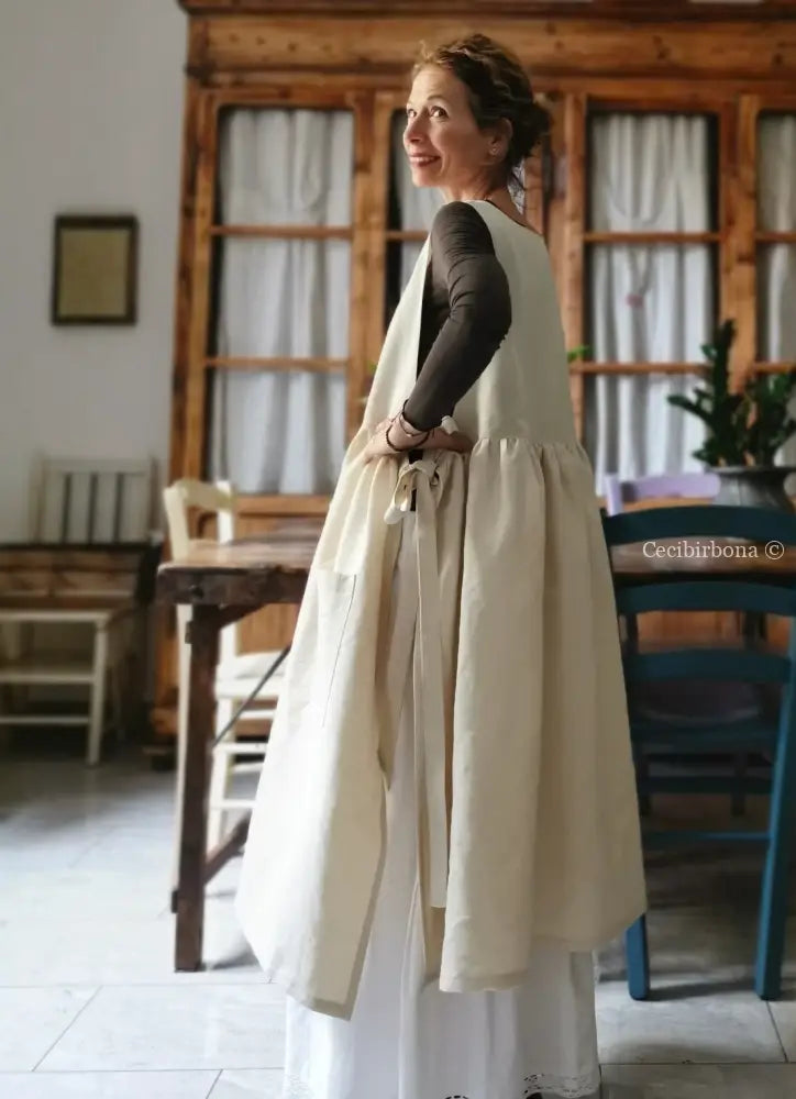 Grembiule per donna da cucina in canapa vintage (Ref. 19) grembiule donna in tessuto antico