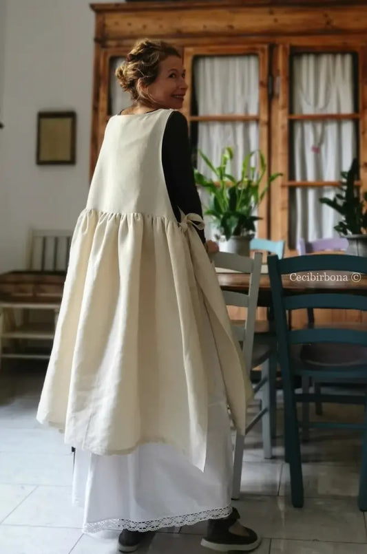 Grembiule per donna da cucina in canapa vintage (Ref. 19) grembiule donna in tessuto antico