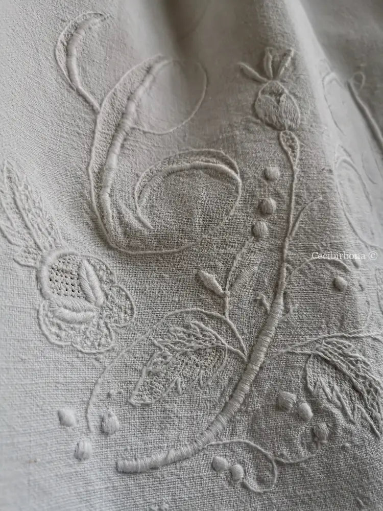 Grembiule per donna da cucina in cotone antico con monogramma CF (Ref. 11) grembiule donna tessuti antichi