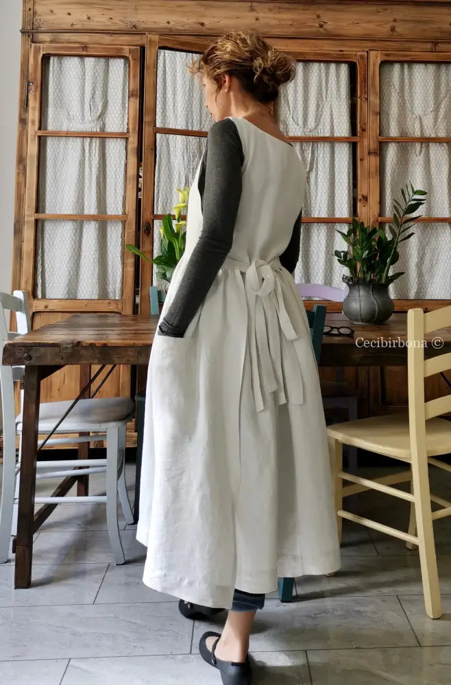 Grembiule per donna da cucina in cotone antico con monogramma CF (Ref. 11) grembiule donna tessuti antichi