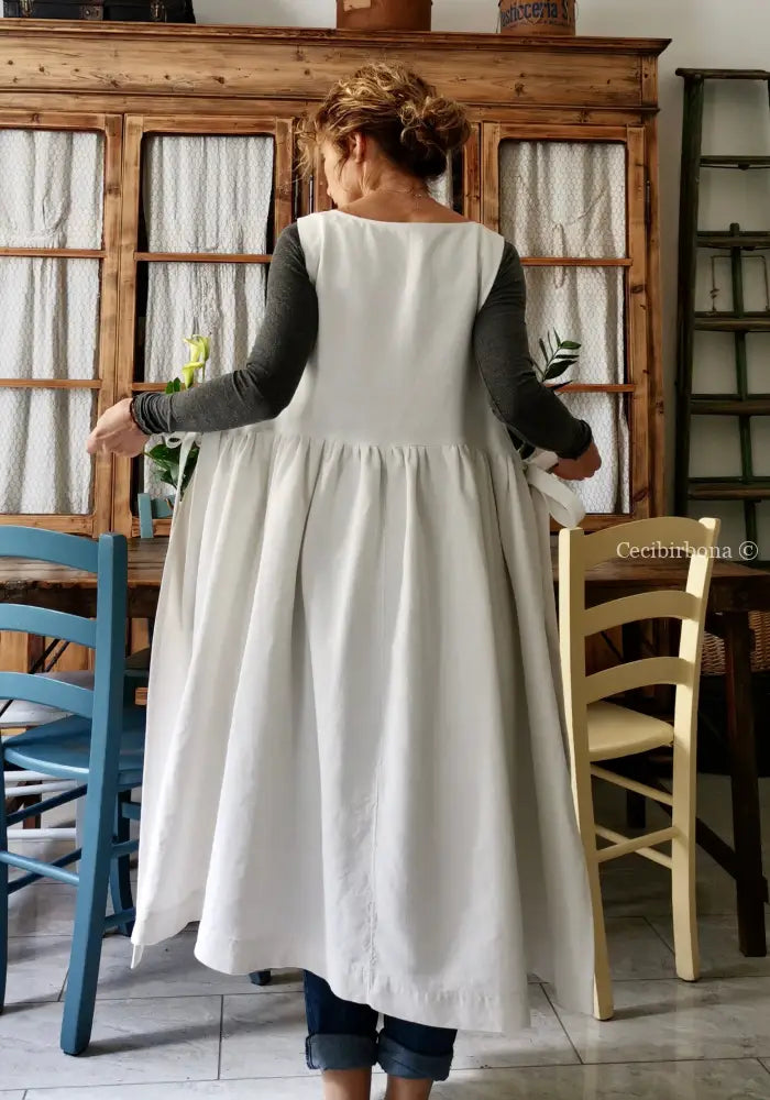 Grembiule per donna da cucina in cotone antico con monogramma CF (Ref. 11) grembiule donna tessuti antichi