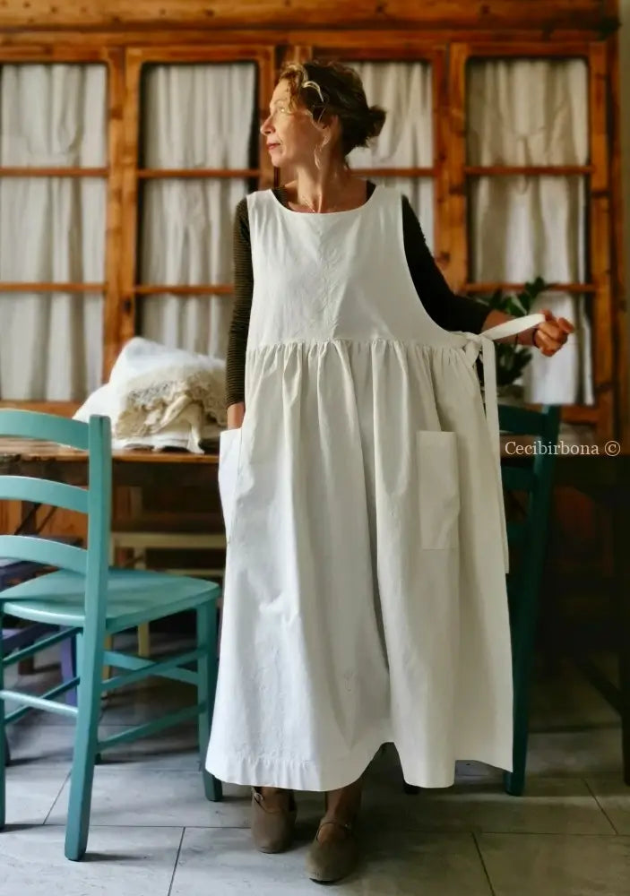 Grembiule per donna da cucina in cotone antico con monogramma EG (Ref. 22) grembiule donna tessuti antichi