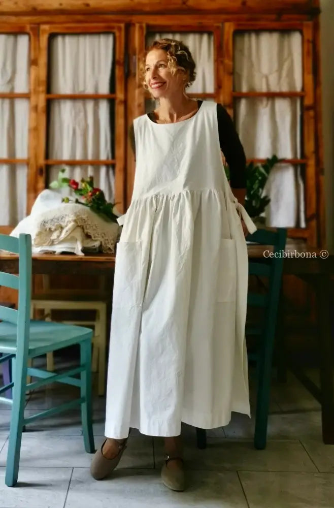 Grembiule per donna da cucina in cotone antico con monogramma EG (Ref. 22) grembiule donna tessuti antichi