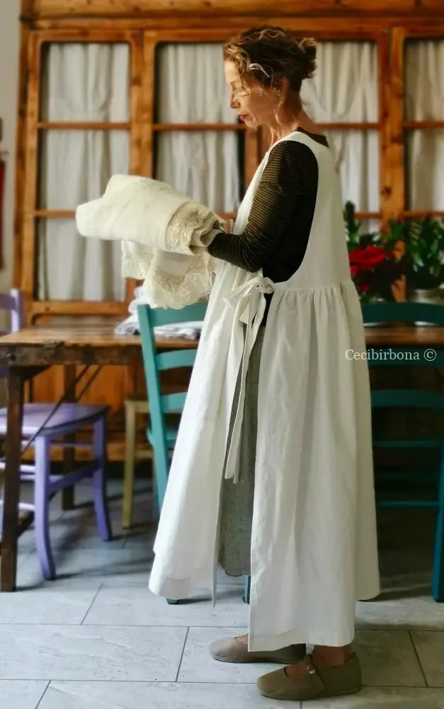 Grembiule per donna da cucina in cotone antico con monogramma EG (Ref. 22) grembiule donna tessuti antichi