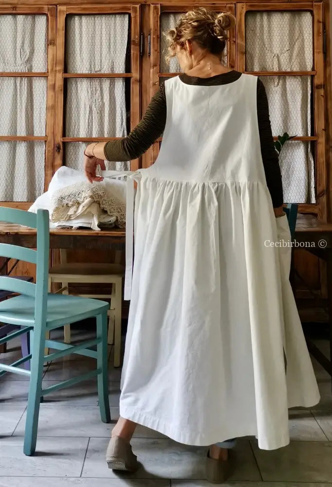 Grembiule per donna da cucina in cotone antico con monogramma EG (Ref. 22) grembiule donna tessuti antichi