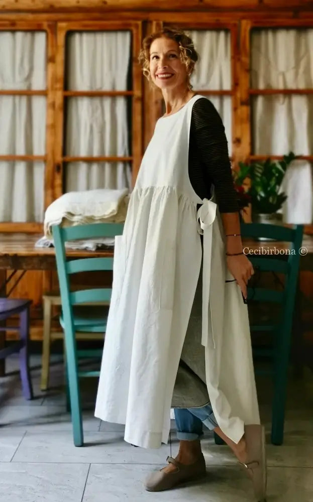 Grembiule per donna da cucina in cotone antico con monogramma EG (Ref. 22) grembiule donna tessuti antichi