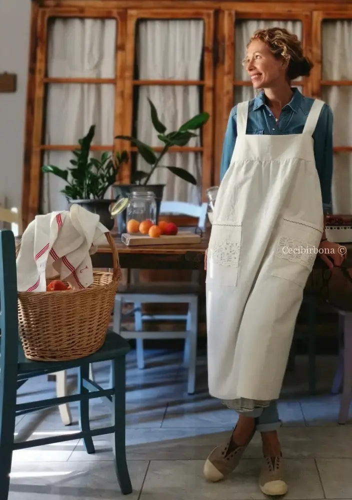 Grembiule per donna da cucina in ghinea ricamata - grembiule ricamato grembiule donna tessuti antichi