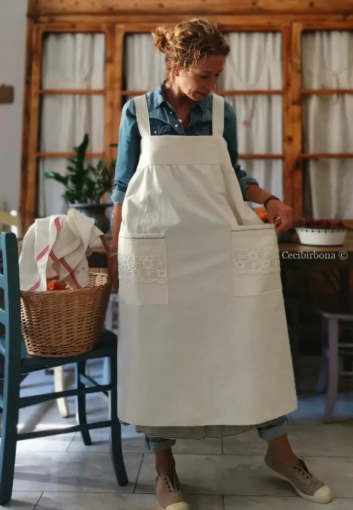 Grembiule per donna da cucina in ghinea ricamata - grembiule ricamato grembiule donna tessuti antichi