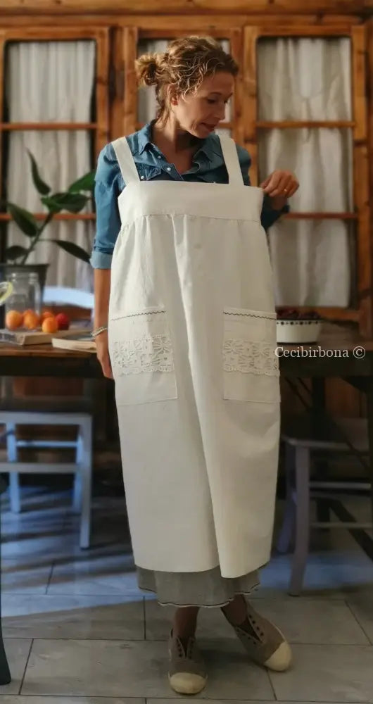 Grembiule per donna da cucina in ghinea ricamata - grembiule ricamato grembiule donna tessuti antichi