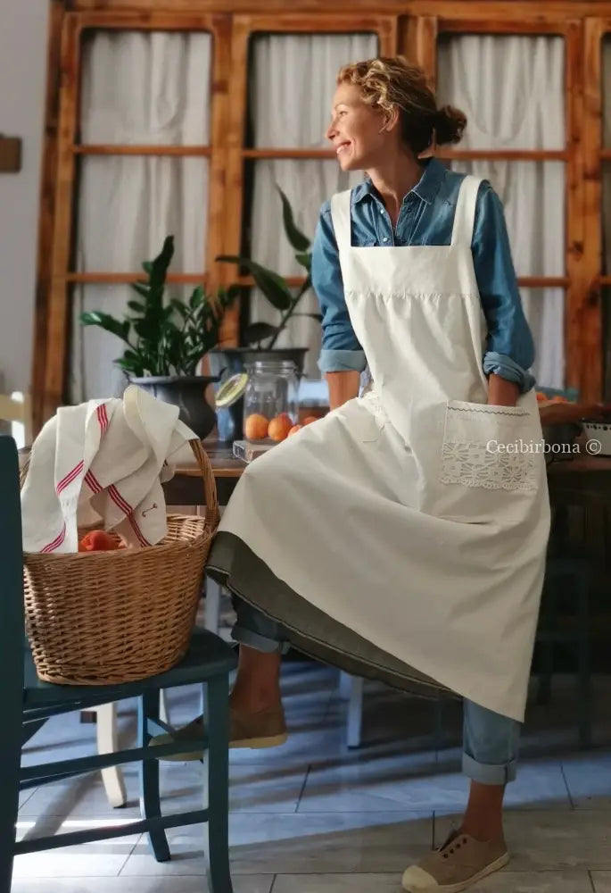 Grembiule per donna da cucina in ghinea ricamata - grembiule ricamato grembiule donna tessuti antichi
