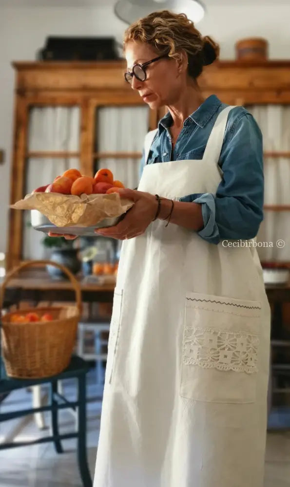 Grembiule per donna da cucina in ghinea ricamata - grembiule ricamato grembiule donna tessuti antichi