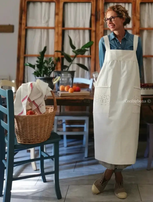 Grembiule per donna da cucina in ghinea ricamata - grembiule ricamato grembiule donna tessuti antichi