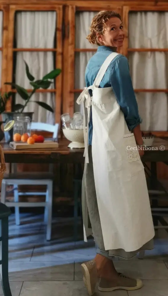 Grembiule per donna da cucina in ghinea ricamata - grembiule ricamato grembiule donna tessuti antichi