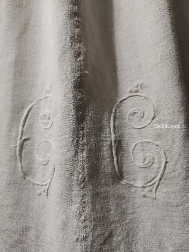 Grembiule per donna da cucina in lino antico con monogramma CC (Ref. 6) grembiule donna tessuti antichi