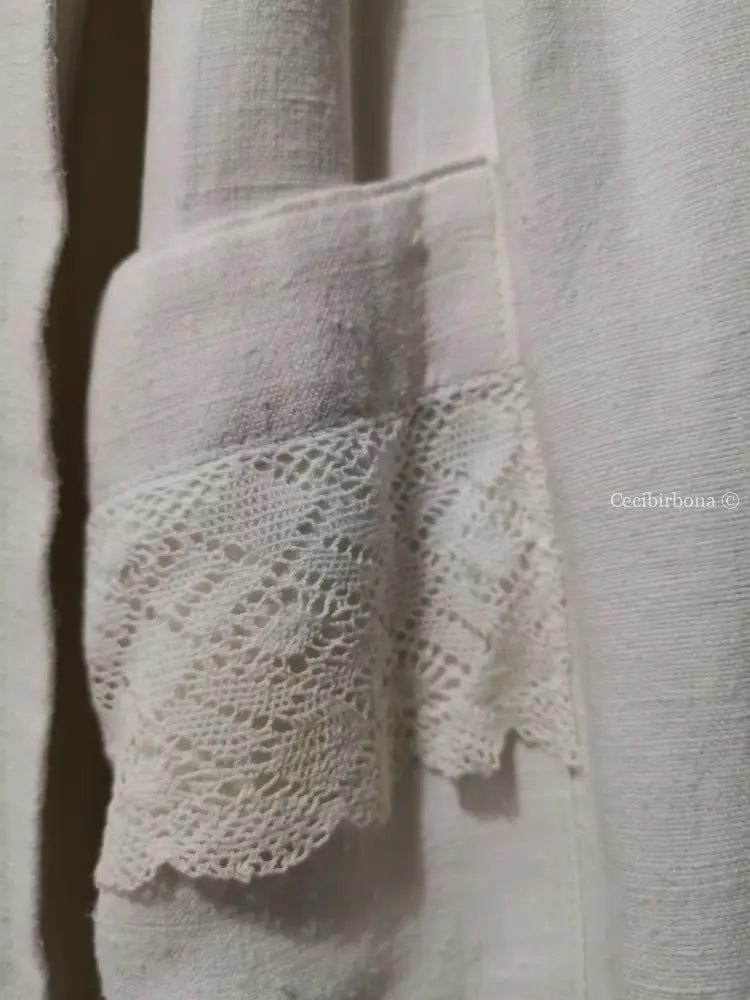 Grembiule per donna da cucina in lino antico con monogramma CC (Ref. 6) grembiule donna tessuti antichi