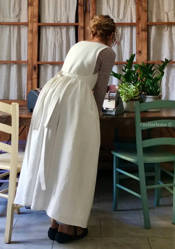 Grembiule per donna da cucina in lino antico con monogramma GN (Ref. 87) grembiule donna tessuti antichi