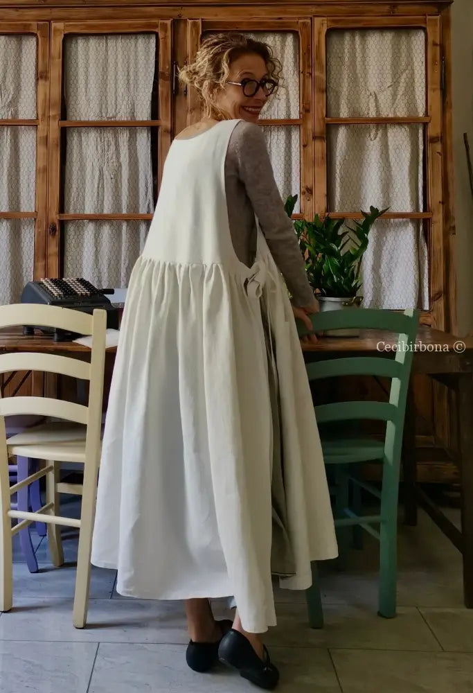 Grembiule per donna da cucina in lino antico con monogramma GN (Ref. 87) grembiule donna tessuti antichi